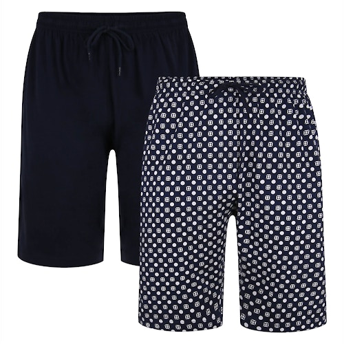 KAM Twin Pack Lounge Shorts Navy